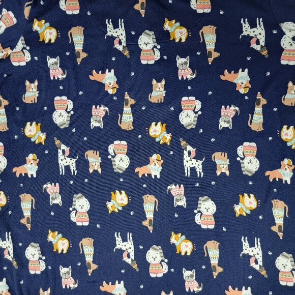 Cuddl Duds Holiday Dogs Print 2 Pc Navy Pajama Set With Pockets - M - Picture 2 of 12
